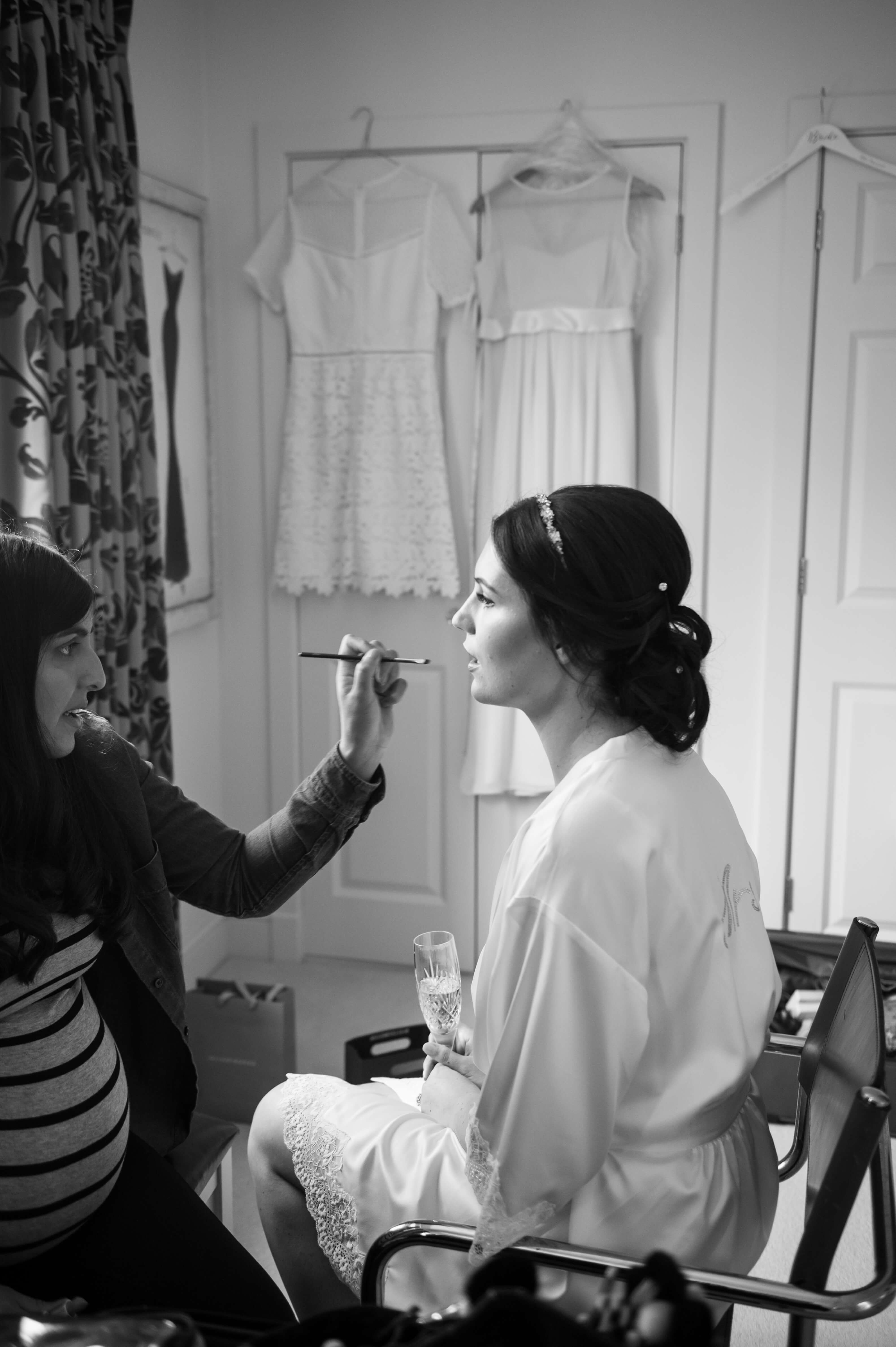bride getting ready for her wedding at botleys mansion in surrey by especially amy wedding photography